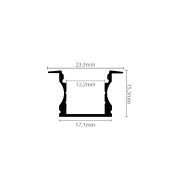 LED Alu Profil T-2415 tief inkl. Abdeckung matt 2000mm