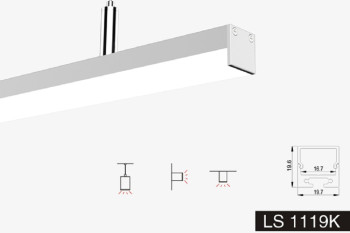 LED Alu Profil Q-1119 inkl. Abdeckung matt 2000mm