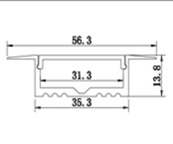 LED Alu Profil T-5614 breit inkl. Abdeckung matt 2000mm