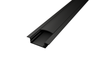LED Alu Profil T-2309 seicht schwarz inkl. Abdeckung matt 2m