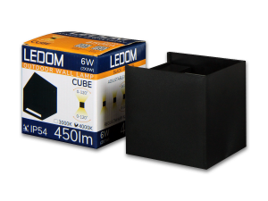 LED Cube Up and Down Wandleuchte 2 x 3w verstellbarer Leuchtwinkel schwarz
