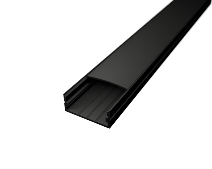 LED Alu Profil Standard 2 schwarz – 2 m inklusive zwarzer Abdeckung